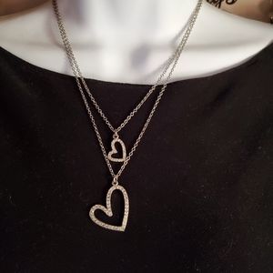 Women's vintage double heart necklace